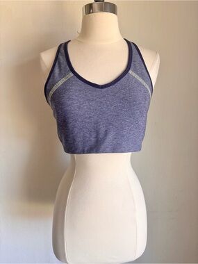 The North Face  Dynamix Sports Bra Heathered Blue Purple Mesh Racerback, Sz XL